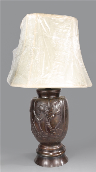 Old Japanese Style Bronze Lamp