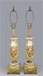 Pair Capodimonte Hand Painted Porcelain Table Lamps