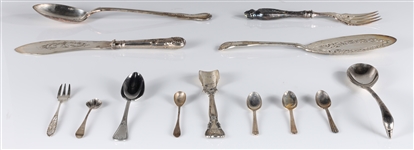 Group of Thirty Eight Silver Plate Including Christofle and Some Sterling Silver