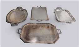 Group of Four Silver Plate Serving Trays