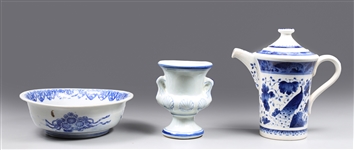 Group of Three Flow Blue Porcelain