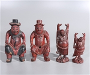 Four Red Lacquered Figures