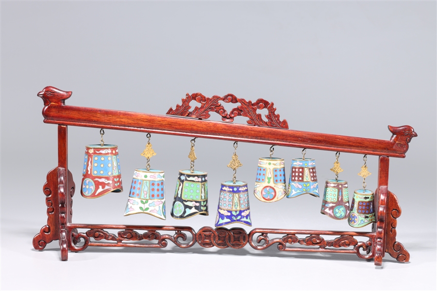 Set of Chinese Cloisonne Enameled Bells