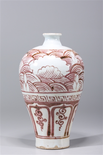 Chinese Red & White Meiping Porcelain Vase