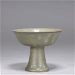 Chinese Celadon Glazed Ceramic Stem Bowl