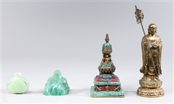 Group of Four Chinese Iconography and Jade Stone Bottle