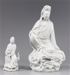 Two Chinese Blanc De Chine Figures of Guanyin