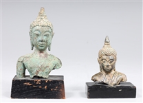 Two Antique Thai Bronze Bust of Buddha