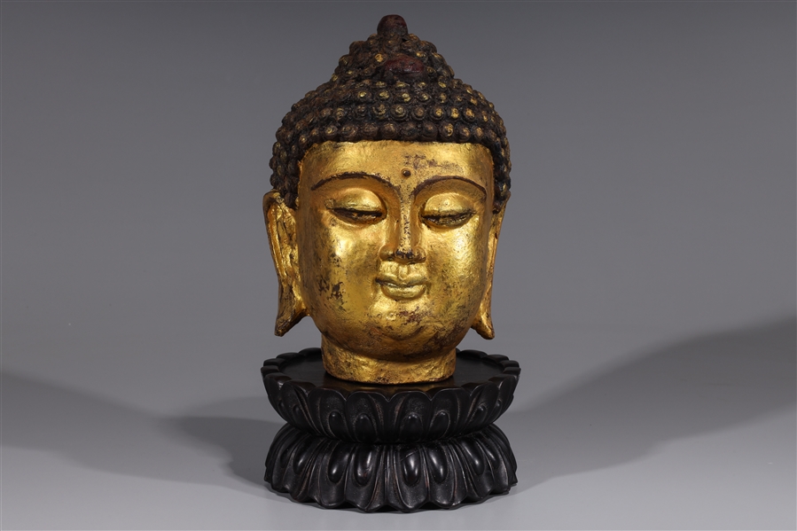 Korean Gilt Bronze Head of Buddha