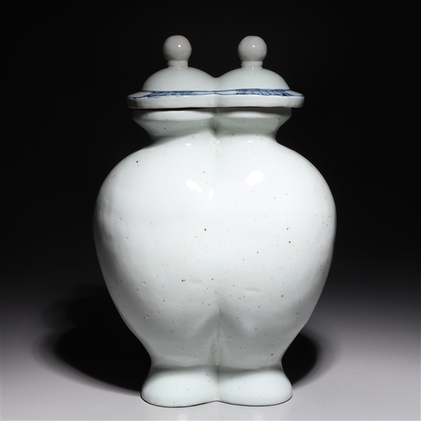 Chinese Double-Form Blue & White Porcelain Vase