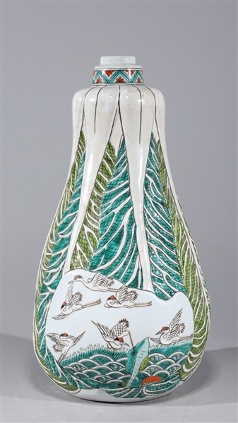 Chinese Famille Verte Enameled Porcelain Gourd Vase