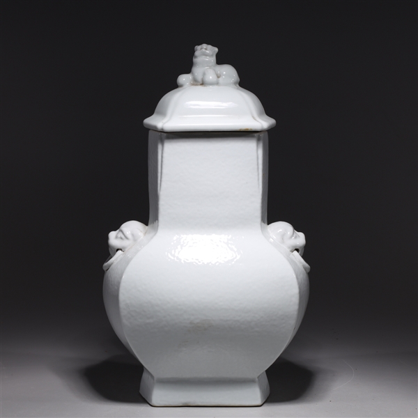 Chinese Blanc de Chine Covered Porcelain Vase