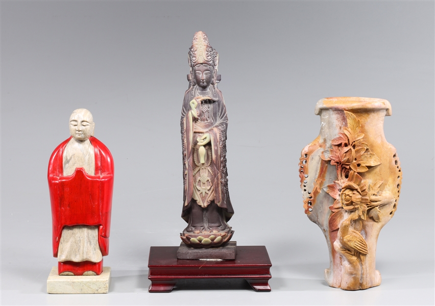 Group of Three Carved Chinese Hardstone Collection