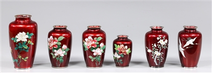 Group of Six Japanese Red Cloisonné Collection