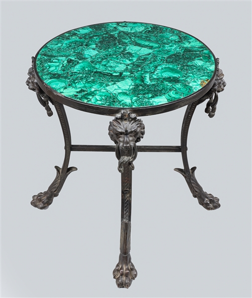 Monoped End Table with Malachite Top