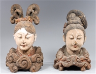 Group of Two Chinese Carved Figural Bust