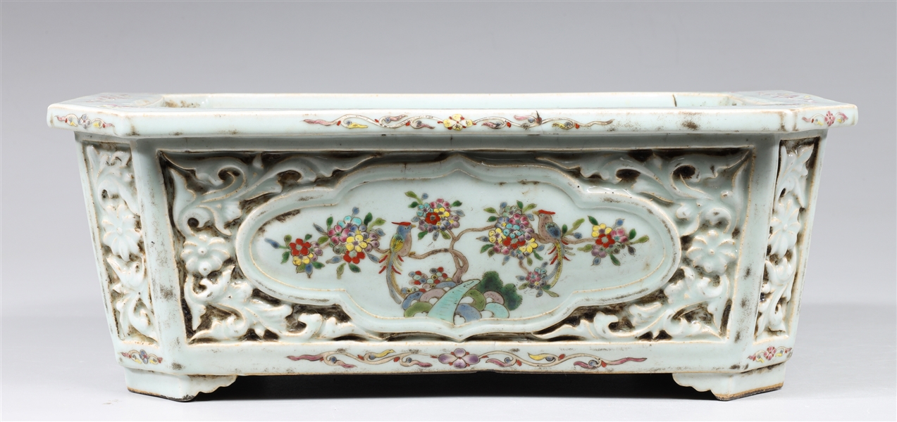 Celadon Chinese Export Chinoiserie Jardiniere