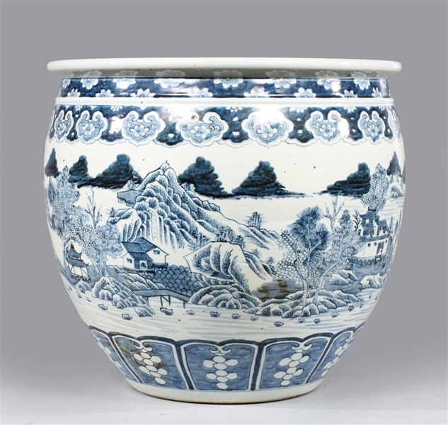 Large Chinese Blue and White Porcelain Planter