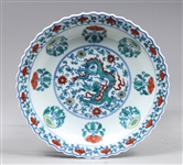 Chinese Enamel Porcelain Dragon Motif Plate
