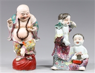 Two Chinese Enameled Porcelain Figural Groupings