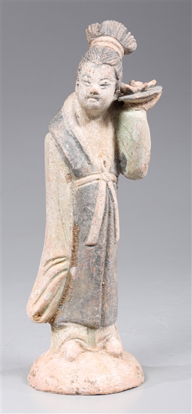 Chinese Tang Dynasty Standing Pottery Attendant