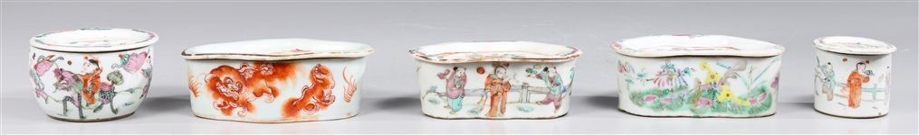 Five Antique Chinese Enameled Porcelain