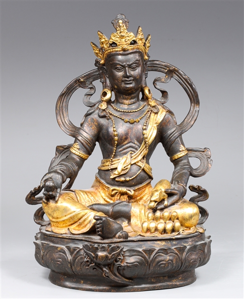 Chinese Partial Gilt Bronze Seated Deity