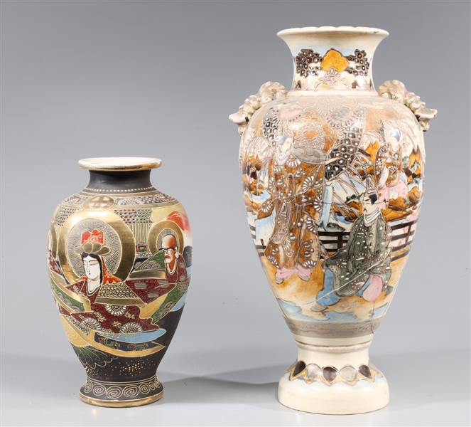 Group of Two Japanese Satsuma Vases