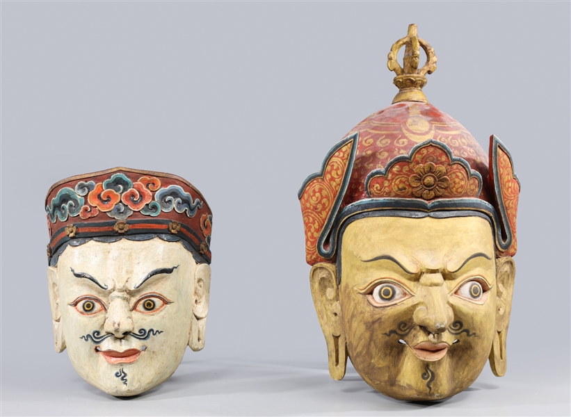 Group of Two Indian Carved Wood Masks