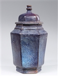 Unusual Chinese Flambe Glazed Covered Vase