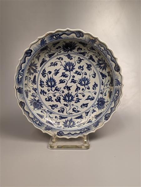 Massive Yongle-Style Blue and White Lotus Charger