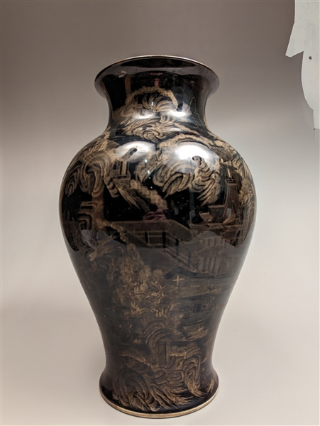 Qianlong-Style Black and Gilt Vase