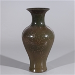 Chinese Caledon Glazed Vase with Incised Floral Motif