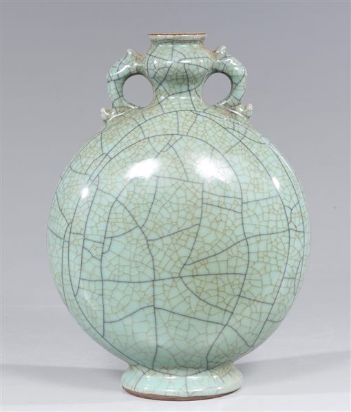 Chinese Guan Type Glazed Ceramic Moon Flask