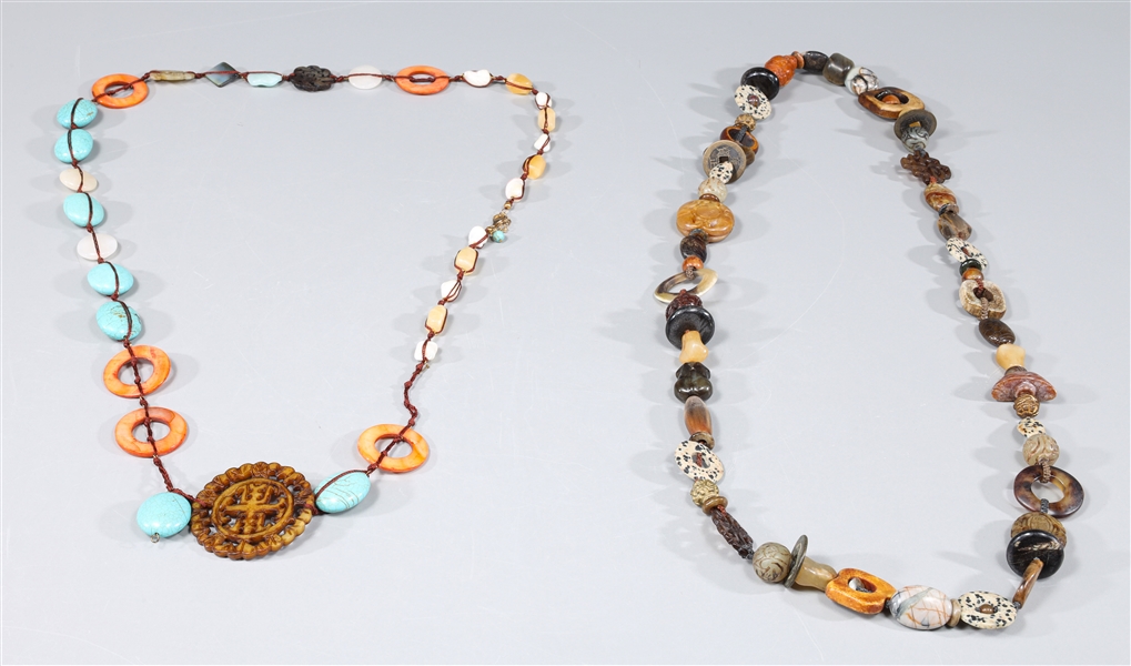 Group of Two Chinese Elaborate Long Necklaces