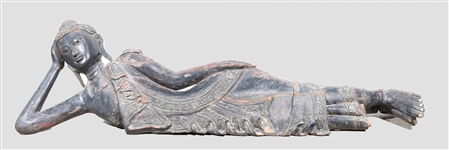 Carved South East Asian Figure in Repose