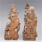 Group of Two Chinese Carved Relief Figural Panels
