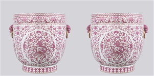 Pair Chinese Mauve Ceramic Planters