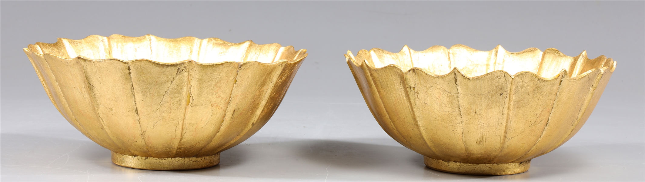 Pair Chinese Ceramic Gilt Lotus Bowl