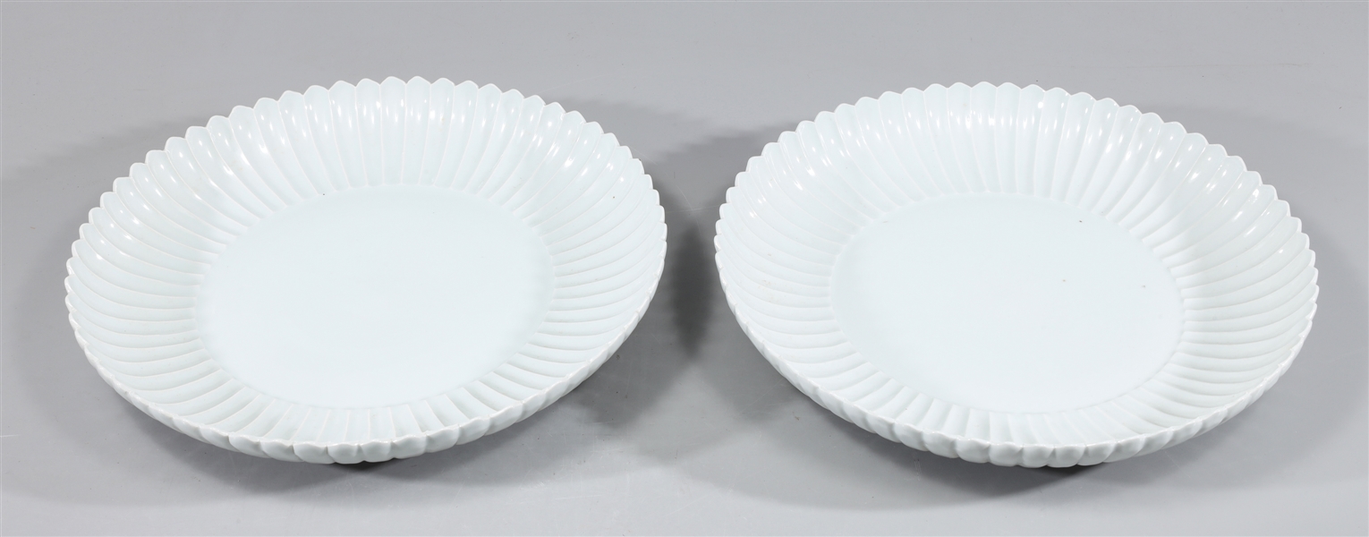 Pair Large Lotus Form Charger Bowls