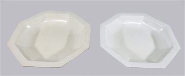 Pair Chinese Octagon Faceted Charger Bowls