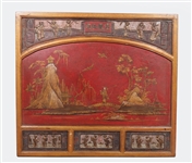 Carved Chinese Red Gilded Panel