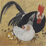 Korean Folk Painting on Paper of Fowl