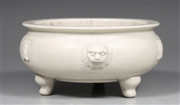 Chinese White Glazed Porcelain Tripod Censor