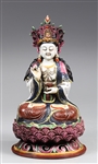 Elaborate Chinese Enameled Porcelain Seated Buddha