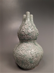 Chinese Triple Gourd Dragon and Phoenix Vase