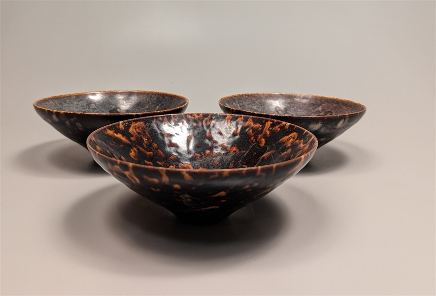 Three Chinese Song/Yuan-Style Conical Bowls