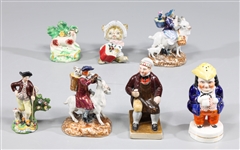Group of Seven Antique Porcelain Figures, Staffordshire