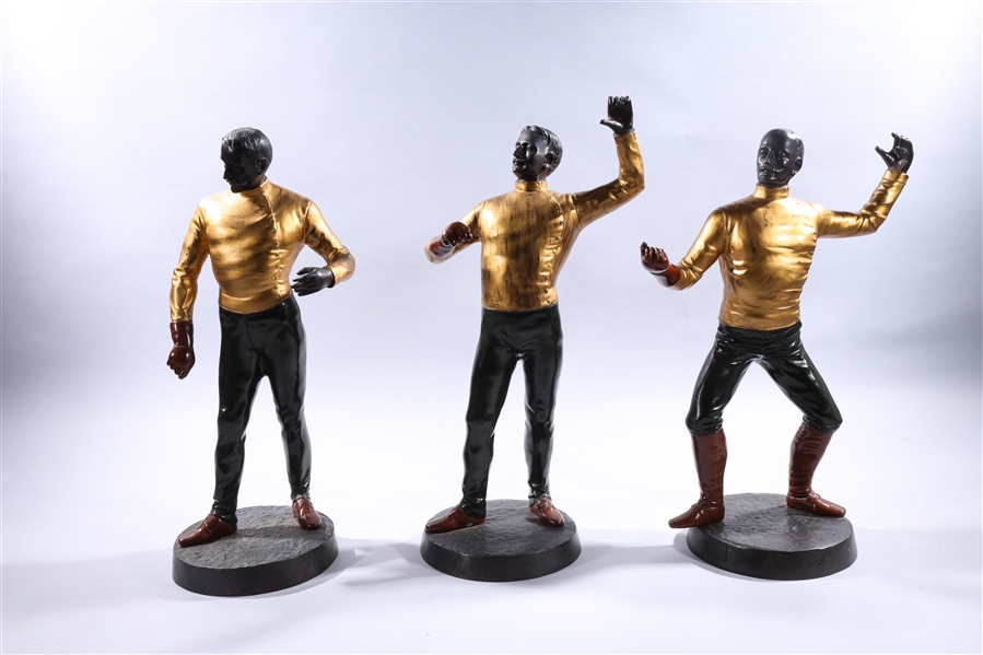 Group of Three Painted Bronze Fencers after Rougelet