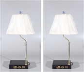 Two Chinese Lamps Mounted on Wood Books